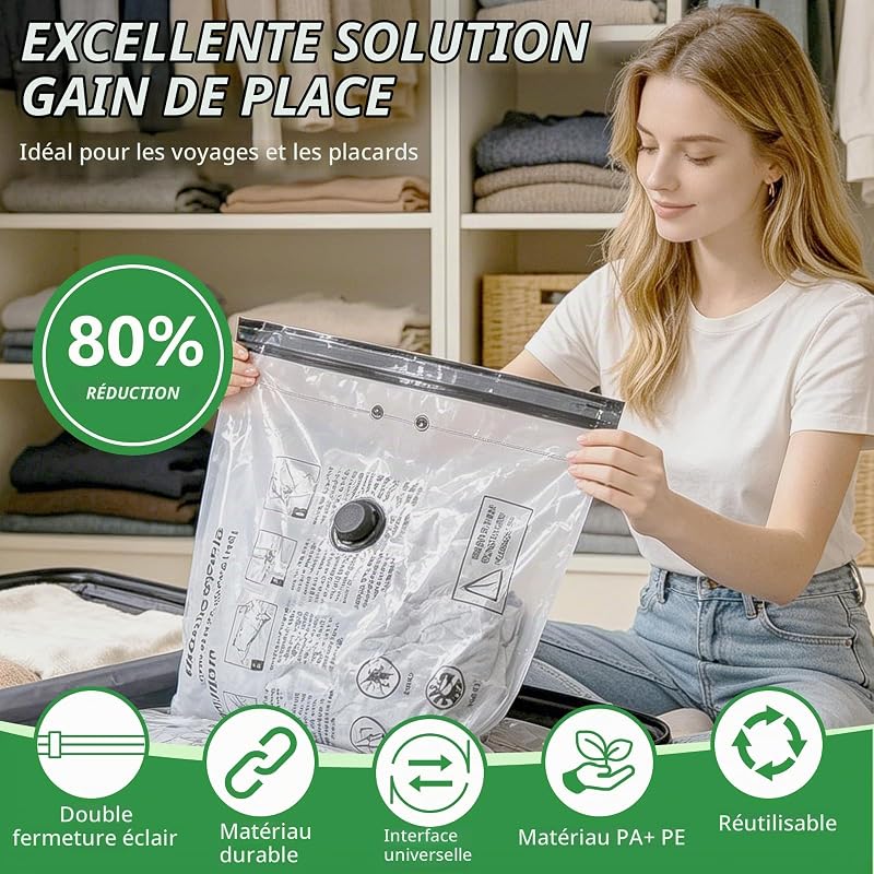 Sacs vides pour vêtements avec pompe à air électrique, 10 pièces