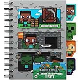 Paladone Minecraft Notebook Stationery Set - Officially Licensed | 160 Lined Notebook Pages &bull; Four Moveable Dividers Included &bull; Hidden 15cm Ruler Feature