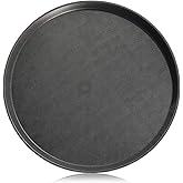 New Star Foodservice Non-Slip Tray, Plastic, Rubber Lined, Round (Black, 18-Inch)