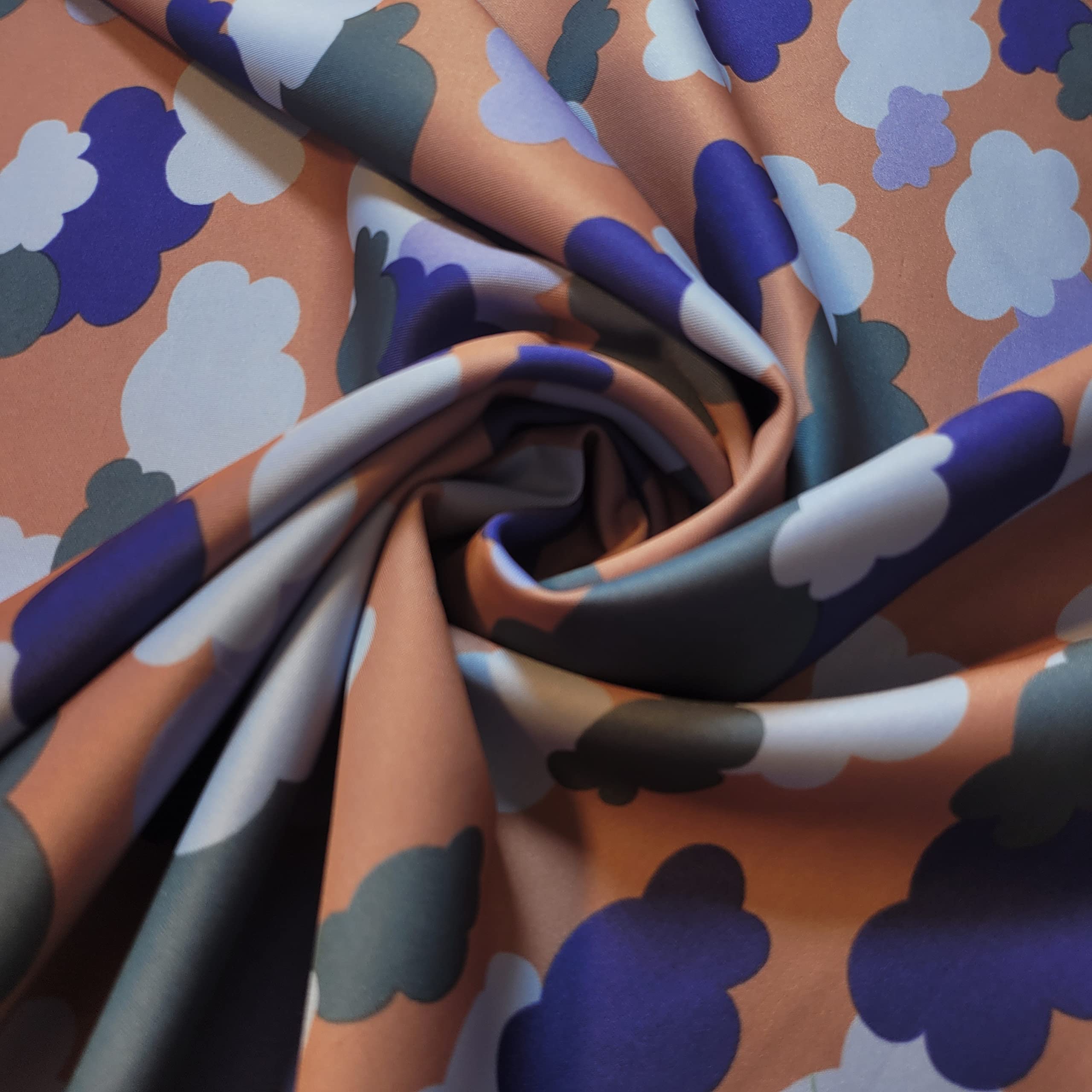 Plain Scuba/Crepe Jersey Stretch Spandex Dress Fabric Material 58" Wide (Cloud Print)