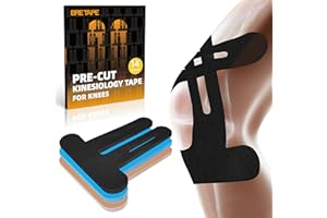 BRETAPE Precut Kinesiology Tape for Knees – 14 PCS Knee Tape for Pain Relief & Support, Elastic Waterproof Sports Tape, Breathable & Latex-Free, Pre Cut Athletic Tape for Workout & Injury Recovery, Black