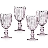 Godinger Twill White Wine Goblet Beverage Glass Cup – Rose Pink – 6oz, Set of 4