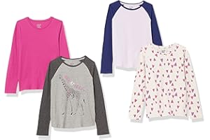 Amazon Essentials Girls and Toddlers' Long-Sleeve T-Shirts (Previously Spotted Zebra), Multipacks
