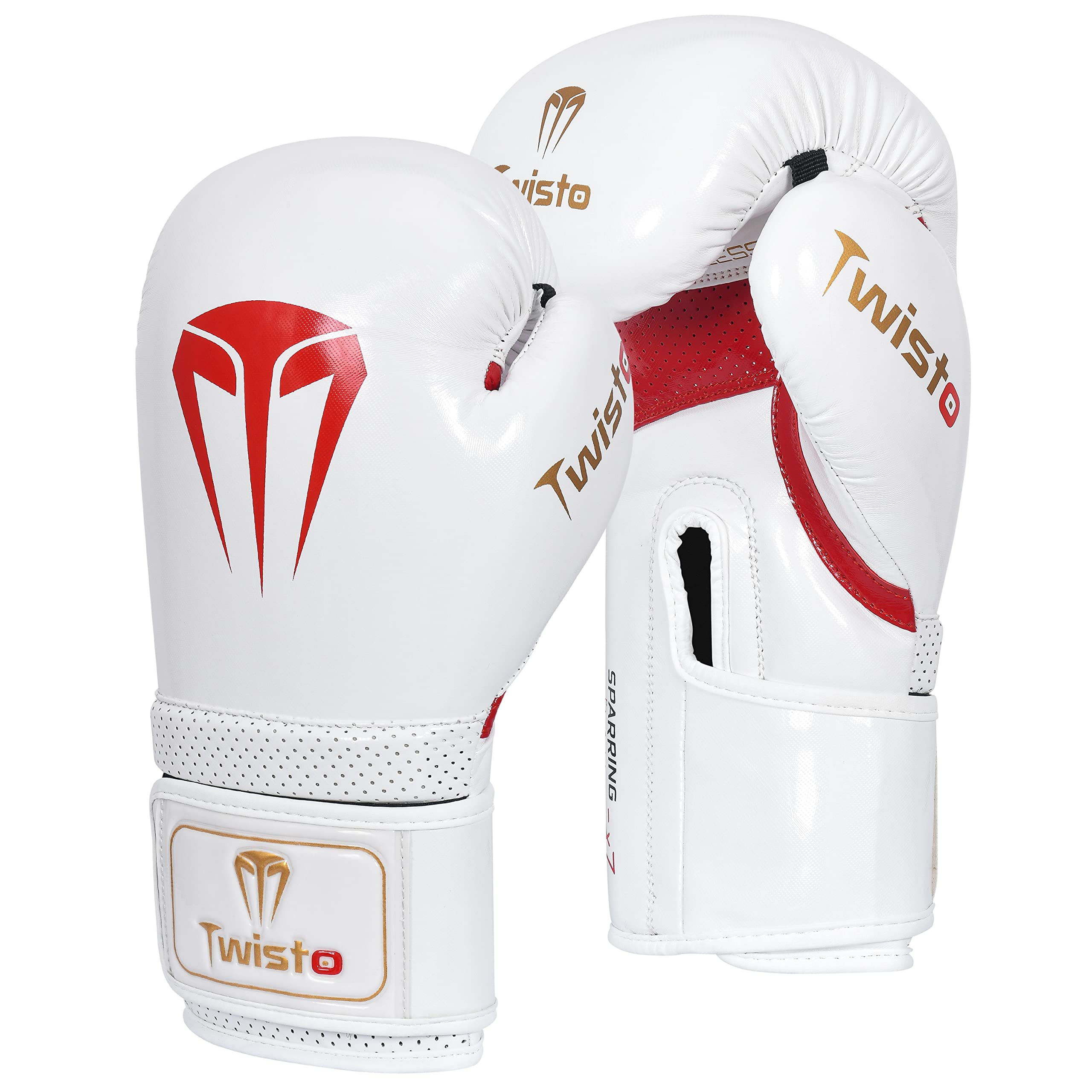 Twisto Boxing Gloves Sparring X7 (14 oz, White/Red)