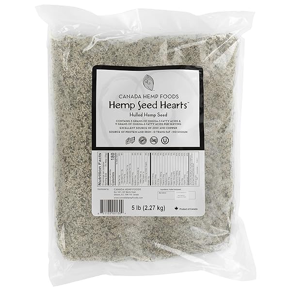 CANADA HEMP FOODS HEMP SEED HEARTS – VEGAN PROTEIN AND OMEGA SUPERFOOD – NON-GMO, GLUTEN FREE, KETO – 5LB VALUE BAG