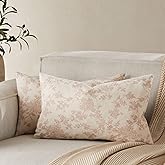 YZJZEDS 100% Cotton French Pastoral Lumbar Throw Pillow Covers Set of 2, 12x20 Inch Taupe Farmhouse Decorative Cushion Covers for Sofa Bed Living Room Home Decor