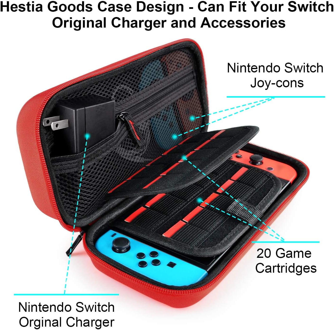 Switch Accessories Bundle for Nintendo Switch, Kit with Carrying Case, Screen Protector, Compact Playstand, Switch Game Case, Joystick Cap, Charging Dock,Steering Wheel for Nintendo Switch, (18 in 1): Computers & Accessories