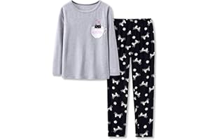 Tebbis Cute Cat Pajamas for Girls Modal Fiber Long Sleeve & Pants Pj Set Tween Size 6-18