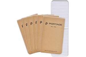 Portage Field Notebook Tactical Sized Pocket Notepad - Top Bound Notebook with Lined Paper Lies Flat in Pocket - 2.8" x 4.6" - 64 Pages (3 Pack) (6 Pack, Tactical)