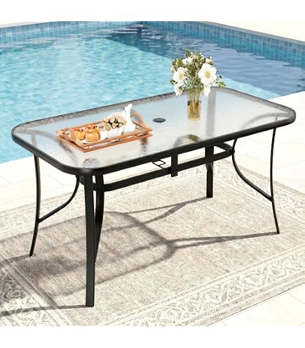 large rectangular glass patio table with hole for umbrella Flash Furniture Commercial 27.5x47.25 in Steel Table, Black Fenix Flashlight E35R Rechargeable outdoor dining chairs Item Count:Single Custom Llungen Lures