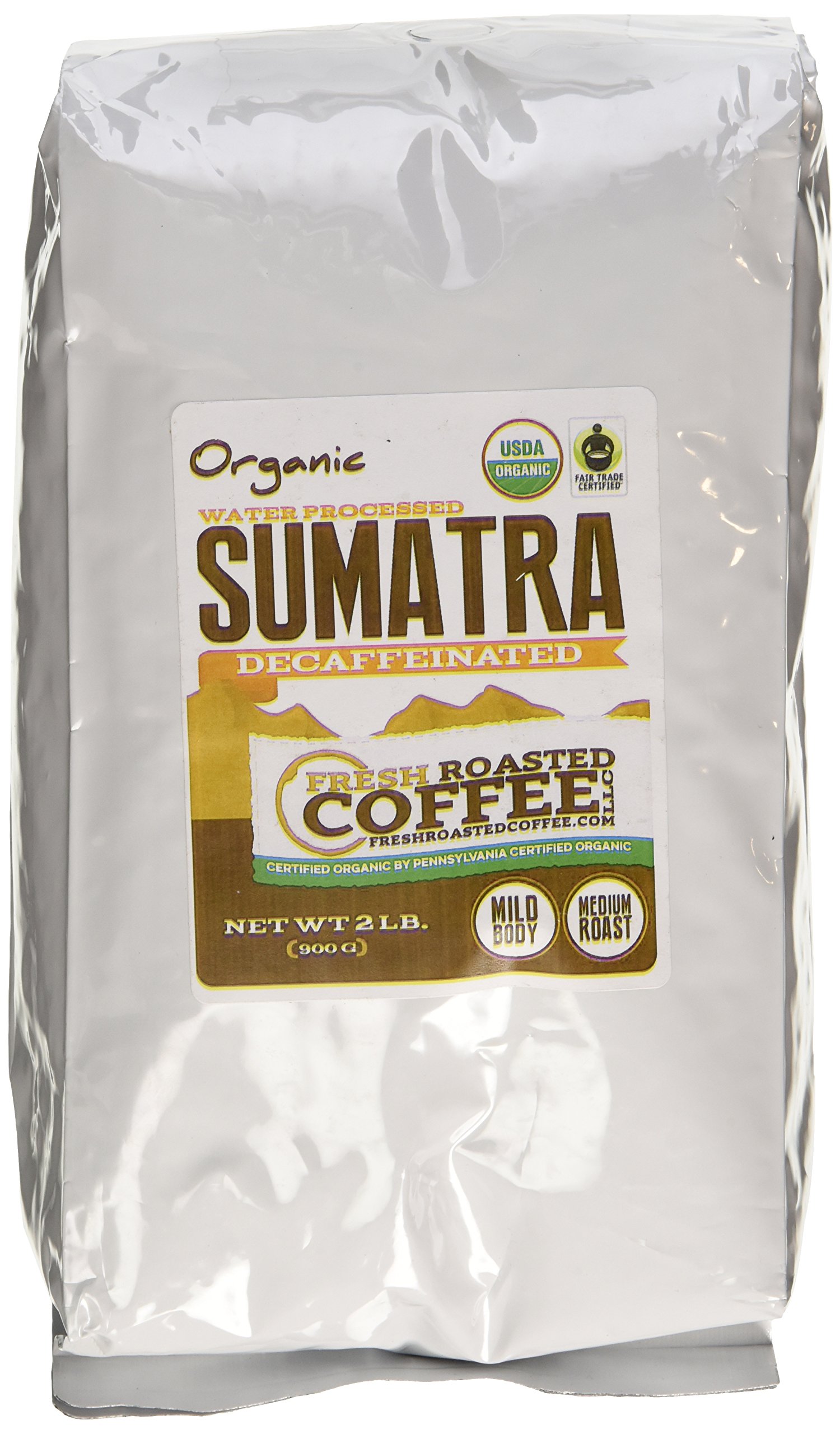 Sumatra Decaf Organic Fair Trade Coffee, Whole Bean, Mountain Water