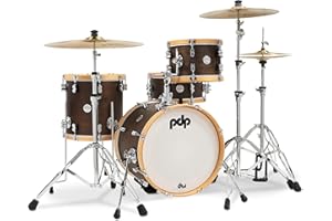 PDP Pacific Drums & Percussion Drum Set Concept Classic 3-Piece Bop, Walnut with Natural Hoops Shell Packs (PDCC1803WN)