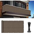 INFRANGE Balcony Privacy Fence Screen 3' x 10' Mesh Windscreen Fencing Shield Cover Included Cable Ties for Deck Apartment Porch Backyard Patio Outdoor, Brown