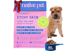 NATIVE PET GutWell Itchy Skin - Dog Itching Skin Relief & Seasonal Allergy Itch Relief for Dogs - Promotes Skin Hydration, Elasticity & Healthy Barrier with Triple-biotic Blend, Zinc, & Vitamin E - 60 Scoops