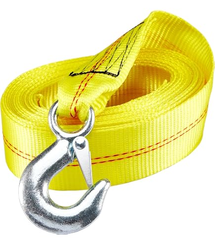 CarBole Heavy Duty 20' X 2" Trailer Winch Strap – 10,000 Lbs Breaking Strength With Snap Hook