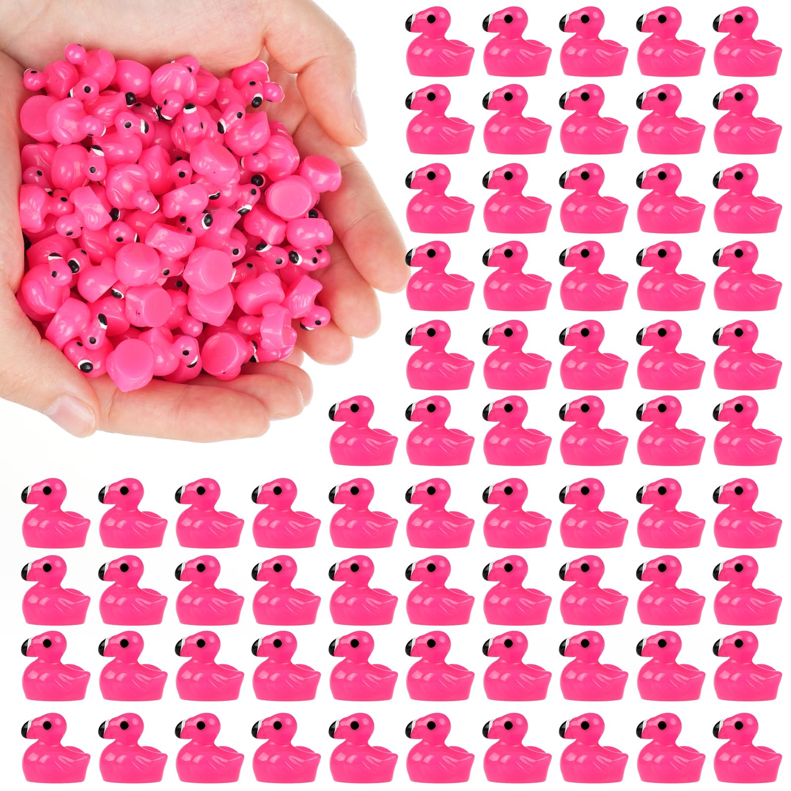 BeadRiver 120PCS Mini Flamingo Resin Ducks Set Miniature Flamingo Gifts Tiny Animal Figurines Toy Bulk for Garden Decor DIY Craft Micro Landscape Fairy Party