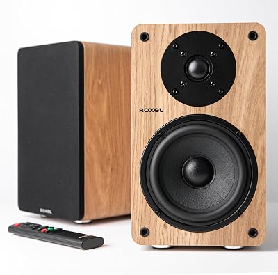 Roxel Onyx Active Bookshelf Speakers 100W RMS HDMI ARC Oak