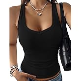 IWD Womens V Neck Tank Top 2026 Summer Basic Slim Fitted Tops Y2K Sleeveless Ribbed Solid Cami Shirts
