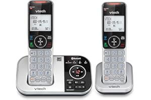 VTech VS112-2 DECT 6.0 Bluetooth 2 Handset Cordless Phone for Home with Answering Machine, Call Blocking, Caller ID, Intercom and Connect to Cell (Silver & Black)