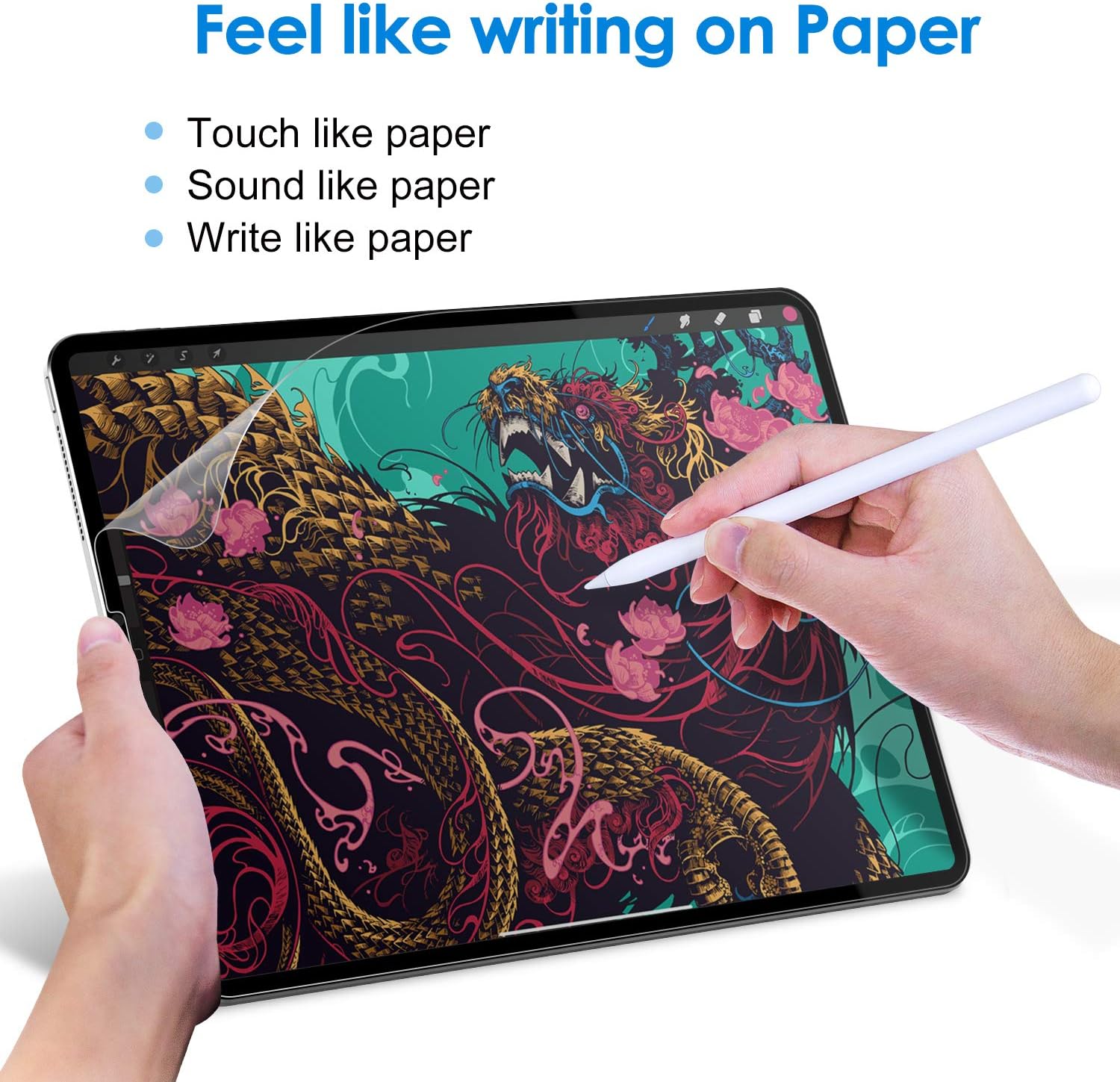 JETech Paper Screen Protector for iPad Pro 12.9-Inch 2022/2021/2020/2018 Model Edge to Edge Liquid Retina Display, Anti-Glare - Image 4