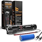 SparkBeam Tactical Rechargeable XHP90 LED Flashlight, 10000 High Lumens, Powerbank Use, 5000 mAh High Power Battery, 5 Modes 