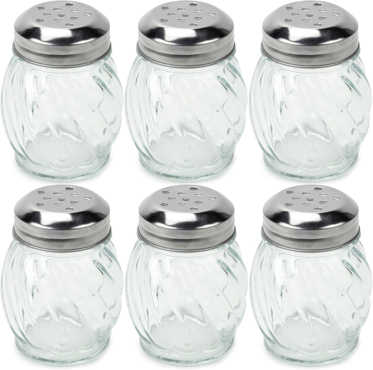 Set of 6 Spice & Cheese Shakers 5 oz. Glass Server with
