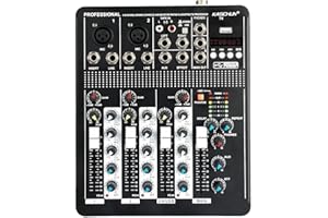 KASCHUN T4 4-Channel Digital Audio Mixer with 48V Phantom Power, USB/MP3 Input, Reverb Effects for PC Recording, Parties & Weddings​