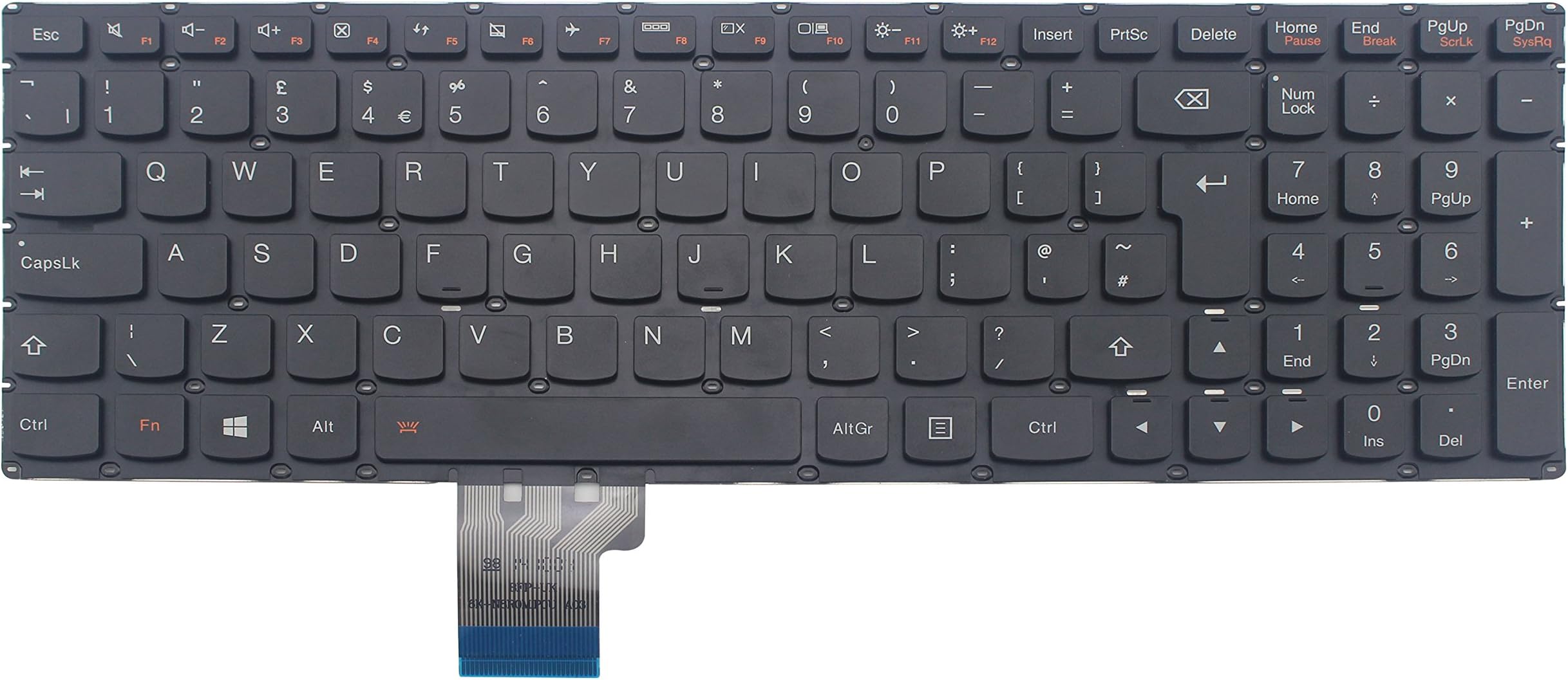 WishingDeals Laptop UK Backlit Keyboard without Frame for Lenovo Y50-70 Y50-80