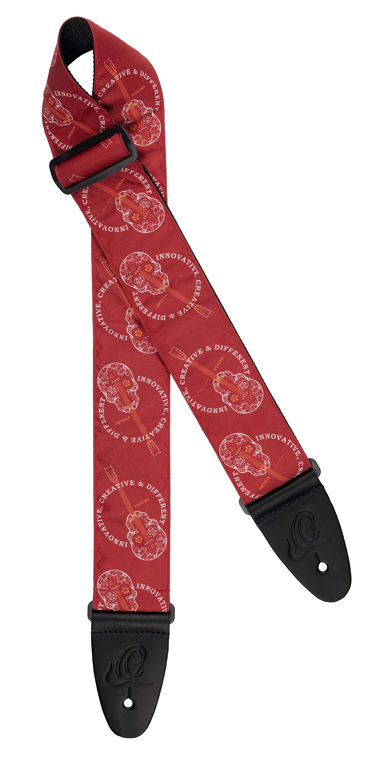 ORTEGA Nylon Guitar Strap - Burgundy Red Skull 65mm (OSN-65SKBU)