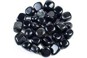 Crocon 1LB Silver Obsidian Tumbled Stones and Crystals Bulk 2000+ Carats Natural Crystal Kit for Reiki Healing Crystal Polished, Tumble Stones, Chakra Balancing, Gift, Home Decor Size : 20-25 mm