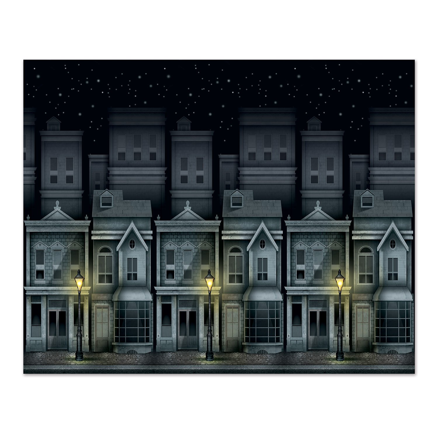 Beistle Victorian Townscape Backdrop, Multicoloured