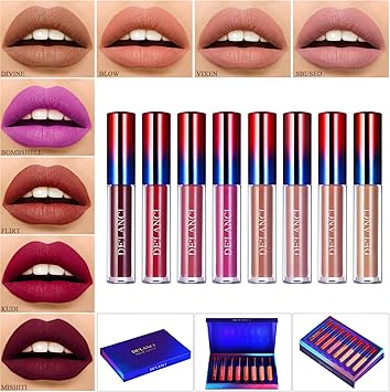 Liquid Lipstick Matte Kitafflano Rouge à Lèvres Longue Tenuered Pink Rouge Dark Ink Nude Violet Marron 8 Colour Lipgloss Coffretlong Lasting Velvet