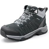 OUTJET Men's Waterproof Hiking Boots Lightweight Leather Mid Ankle Outdoor Trail Trekking shoes