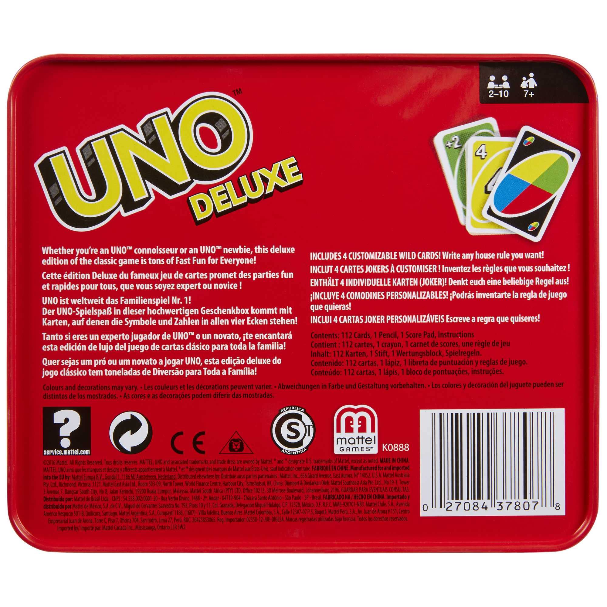 Mattel Games K0888 - UNO Deluxe, in exklusiver Verpackung mit Punkteblock, Sammlerdose, Gesellschaftsspiel, Geschenk ab 7 Jahren 6