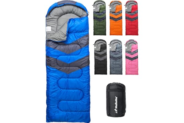 MalloMe Sleeping Bag for Adults Kids Boys & Girls for Winter, Fall & Spring - Single & Double - Waterproof Lightweight & Port