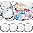 300 Pieces Blank Button Making Supplies Round Badge Button Parts Metal Button Pin Badge Kit for Button Maker Machine, Including Metal Shells Back Cover and Clear Film (Tinplate,3 Inch)