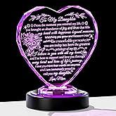 Ornalrist Daughter Gifts from Mom Dad, Birthday Gifts for Daughter, to My Daughter Crystal Heart Shaped Keepsake with LED Light Base, Christmas Birthday Graduation Present for Daughter