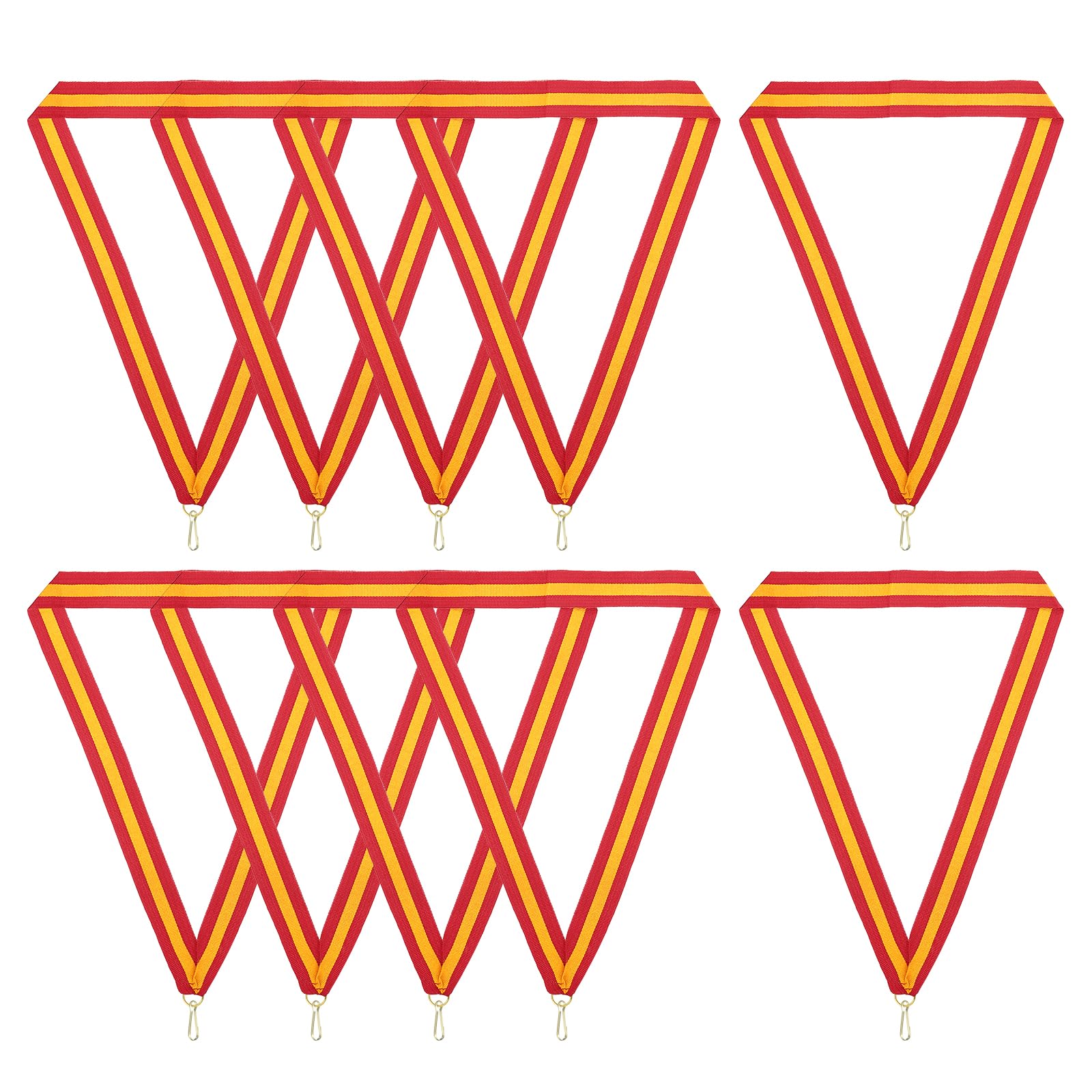 PATIKIL Award Neck Ribbons with Snap Clips, 10 Pcs Polyester Striped Medal Lanyards Ribbon for Competitions Sports Meetings Sports Party, Red Yellow