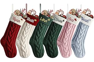 Personalized Christmas Stockings,1 Pack 18” Large Custom Stockings with Embroidered Name, Knitted Xmas Stocking for Kids,Holi