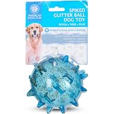 AKC Spiked Glitter Dog Toys &ndash; Squeaky TPR Ball &amp; Ring for Dental Health, Vanilla Scented with Erratic Bounce &ndash; Durable Textured Chew Toys for Dogs
