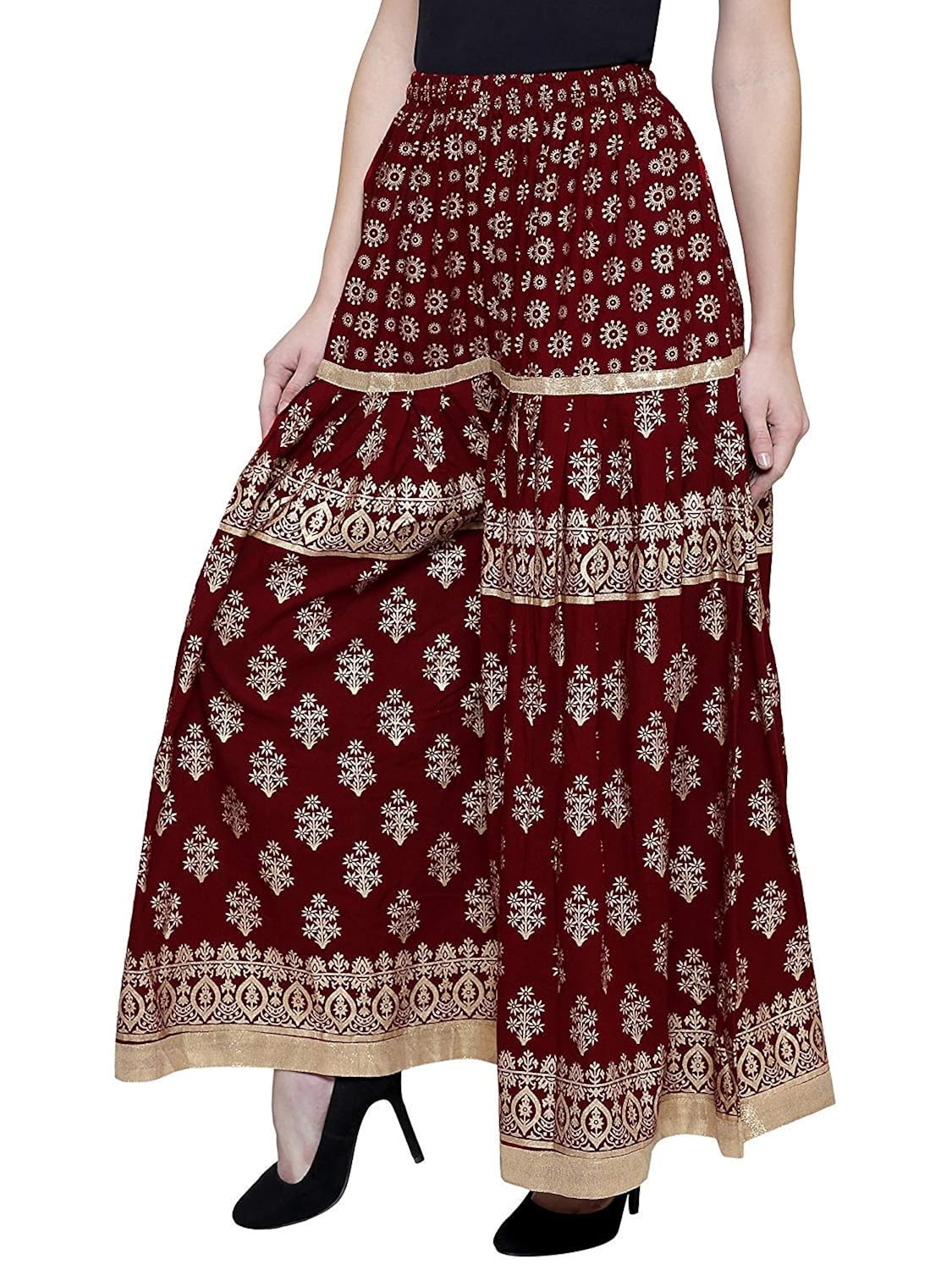 color india maroon rayon sharara palazzo for girl's