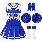 WooHand Cheerleader Outfit For Girls Halloween Costume For Kids 5-12 Years Cheer Uniform Set Fancy Dress For Party Birthday