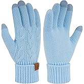 ZASFOU Womens Winter Warm Touchscreen Gloves Elastic Thermal Twist Cable Knit Gloves for Women Cold Weather Gifts