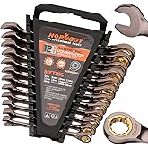 HORUSDY 12-Piece Metric Ratcheting Wrench Set | 8-19 mm | Ratchet Combination Wrenches Set with Organizer | 72-Teeth | Chrome