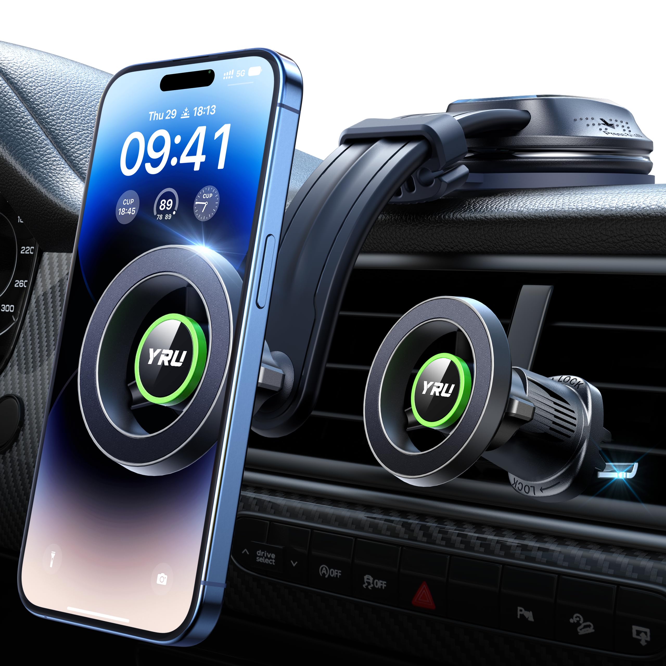 Photo 1 of [2026 Ultra Strongest Magnet] Vacuum Magnetic Car Phone Holder for Magsafe [360° Rotatable Suction] Cell Phone Mount for Dashboard Windshield Vent Cradle for iPhone 17 Pro Max 16 15 Android, Black