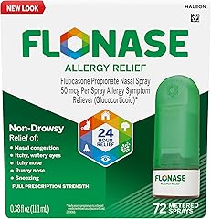 Flonase Allergy Relief Nasal Spray, 24 Hour Non Drowsy Allergy Medicine, Metered Nasal Spray - 72 Sprays - Fall and Seasonal 