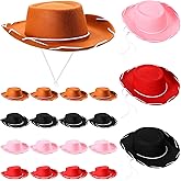 20 Pcs Children's Cowboy Hats Kids Party Cowboy Cowgirl Felt Hats for Western Halloween Birthday Costume(Brown, Black, Red, Pink)
