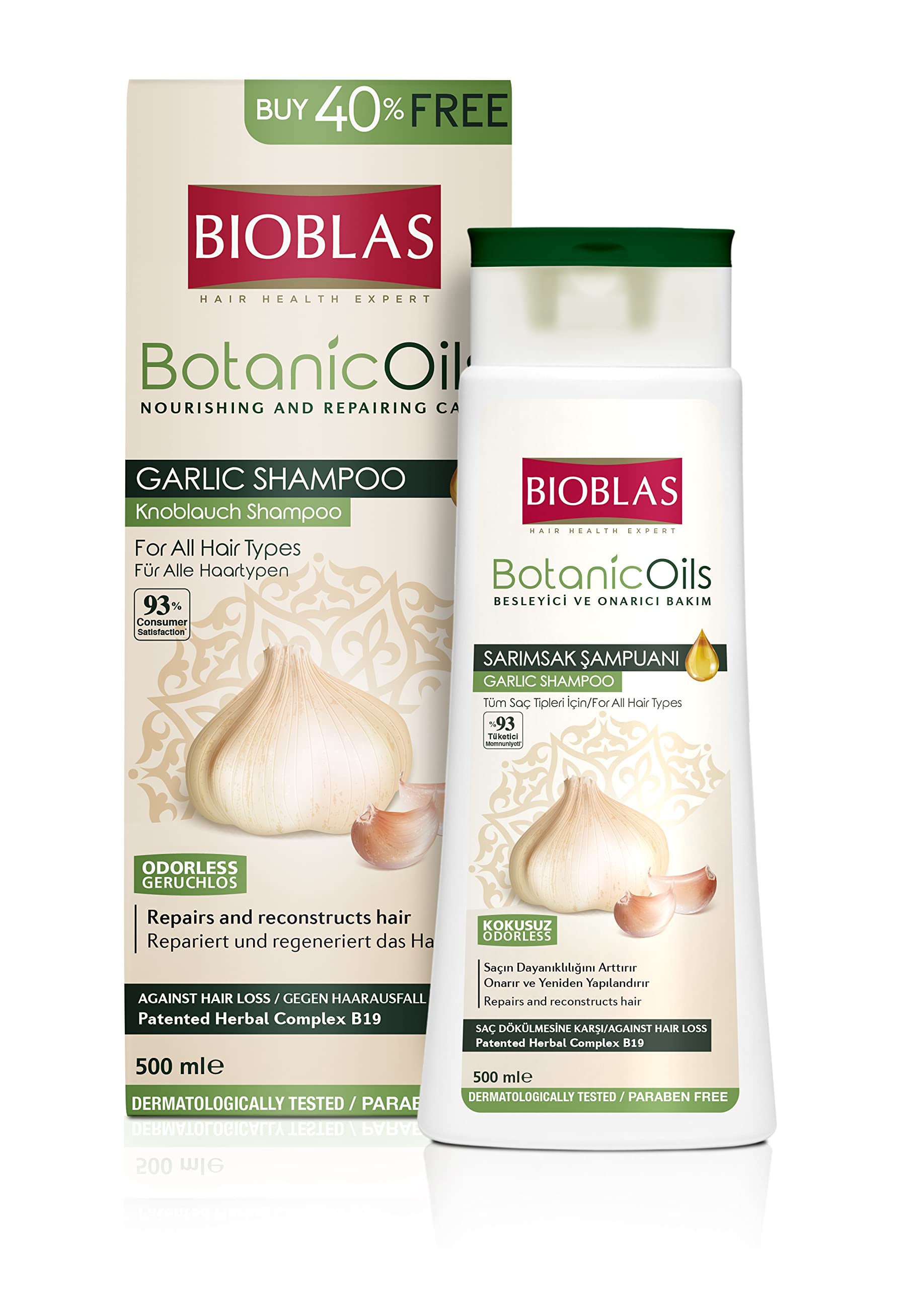 BIOBLAS Garlic Shampoo 500 ml Bioblas, Odourless, Anti Hair Loss Women and Men
