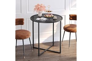 SAYGOER Small Round Dining Table for 2,Glass Circle Kitchen Dinner Table,26.7'' Multifuntional Modern Desk for Dining Room,Office,Kitchen,Apartment,Easy Assembly, All Black