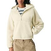 GTLIAE Women's Hoodie Half Zip Sherpa Fleece Pullover Lightweight Cropped Jacket with Zipper Pockets